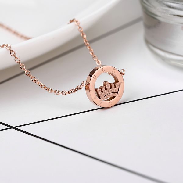 luck letter matte crown titanium steel necklace womens 18k rose gold choker pendant accessories gift, Silver
luck letter matte crown titanium steel necklace womens 18k rose gold choker pendant accessories gift, Silver