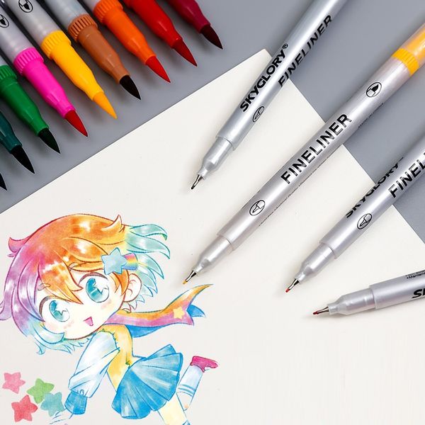 12/24 color marker pen set dual side writing fine liner bold brush painting calligraphy drawing design manga school art, Black;red
12/24 color marker pen set dual side writing fine liner bold brush painting calligraphy drawing design manga school art, Black;red