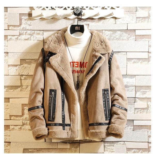 new men's winter suede jacket korean hair stylist sleek minimalist large size thick fur one leather jacket, Black
new men's winter suede jacket korean hair stylist sleek minimalist large size thick fur one leather jacket, Black