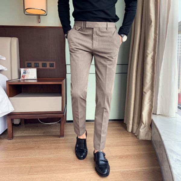 2020 new korean british men's casual pants tapered slim british business straight trousers, Black
2020 new korean british men's casual pants tapered slim british business straight trousers, Black