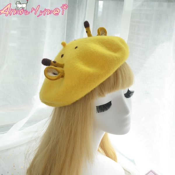 japanese style mori girl lolita kawaii cartoon giraffe beret cap boina feminino for women winter woolen warm beret hat, Blue;gray
japanese style mori girl lolita kawaii cartoon giraffe beret cap boina feminino for women winter woolen warm beret hat, Blue;gray