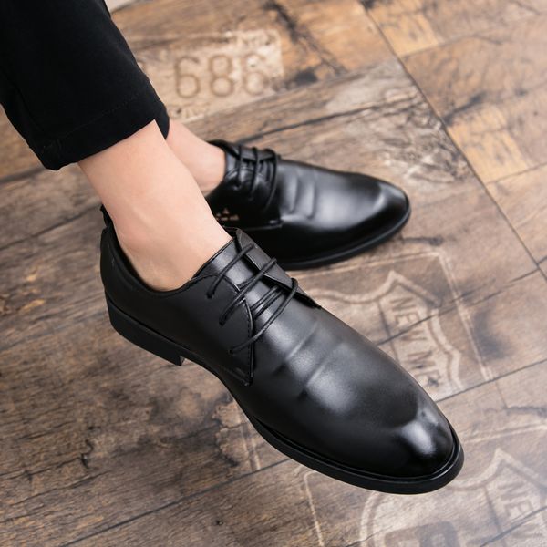 new fashion men wedding leather comfortable lace up anti slip casual footwear oxfords men casual business shoes men, Black
new fashion men wedding leather comfortable lace up anti slip casual footwear oxfords men casual business shoes men, Black