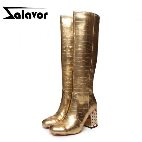 zalavor knee high boots for women fashion crystal heels shoes women round toe bling party club zipper mujer zapatos size 34-43, Black
zalavor knee high boots for women fashion crystal heels shoes women round toe bling party club zipper mujer zapatos size 34-43, Black