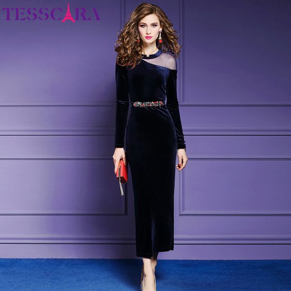 tesscara women autumn & winter elegant velvet dress female vintage long party pencil robe femme shoulder mesh designer vestidos, Black;gray
tesscara women autumn & winter elegant velvet dress female vintage long party pencil robe femme shoulder mesh designer vestidos, Black;gray