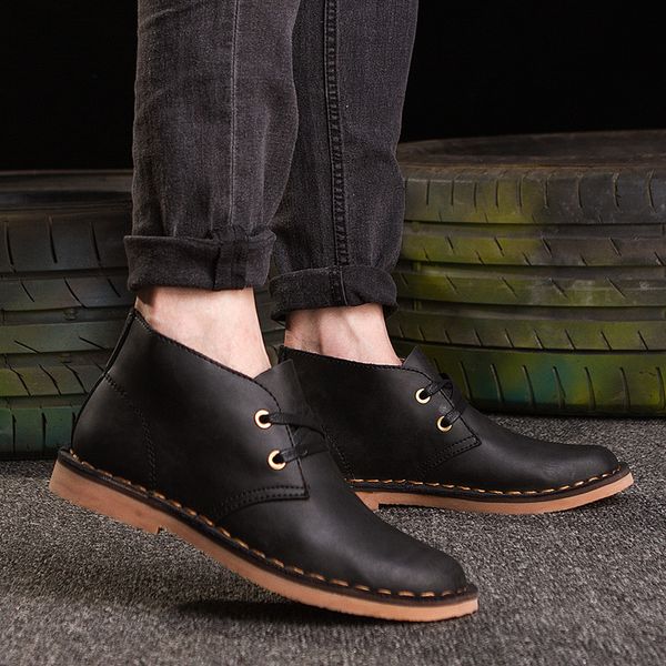 new handmade genuine leather mens boots high outdoor shoes ankle boots for men formal business dress botas men, Black
new handmade genuine leather mens boots high outdoor shoes ankle boots for men formal business dress botas men, Black