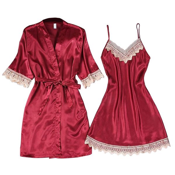 lace chemise women pajama set fashion soft v neck kimono robe solid gift imitation ice silk summer sleeping ladies adult, Black;red
lace chemise women pajama set fashion soft v neck kimono robe solid gift imitation ice silk summer sleeping ladies adult, Black;red