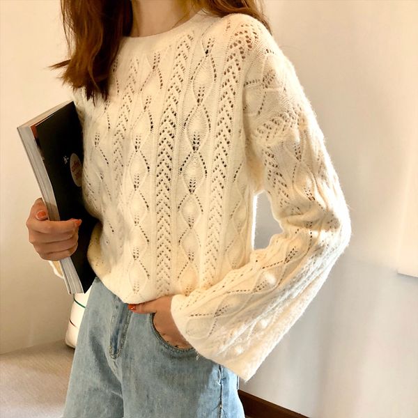 women's sweaters women sweater spring autumn 2021 long balloom sleeve hollow slim femme cute white pullovers jumper, White;black
women's sweaters women sweater spring autumn 2021 long balloom sleeve hollow slim femme cute white pullovers jumper, White;black