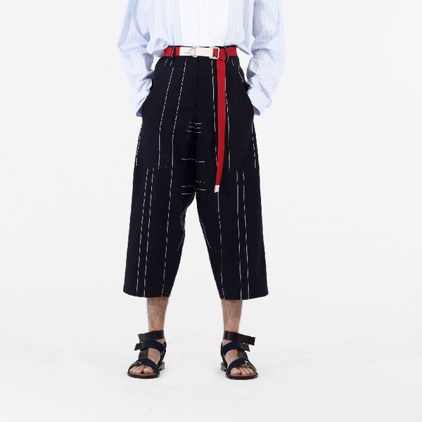 2018 new men's casual pants wide leg pants line ball loose and comfortable nine points costumes, Black
2018 new men's casual pants wide leg pants line ball loose and comfortable nine points costumes, Black
