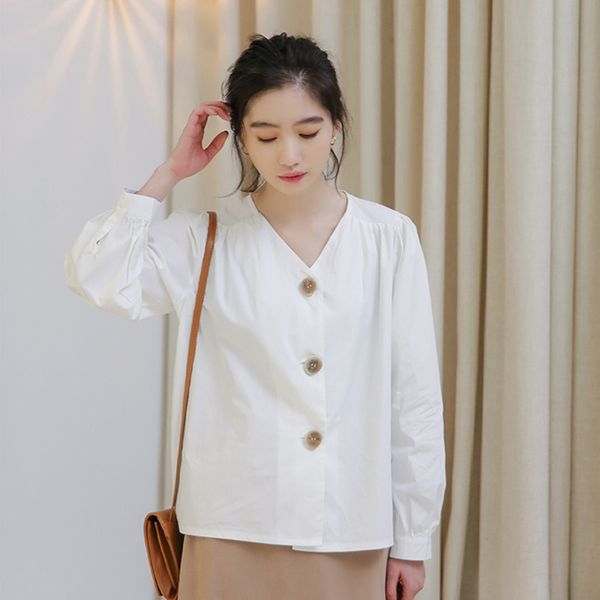 cropped white blouses women loose lantern sleeve single breasted shirt v neck pleated avocado green korean 2020 y278
cropped white blouses women loose lantern sleeve single breasted shirt v neck pleated avocado green korean 2020 y278