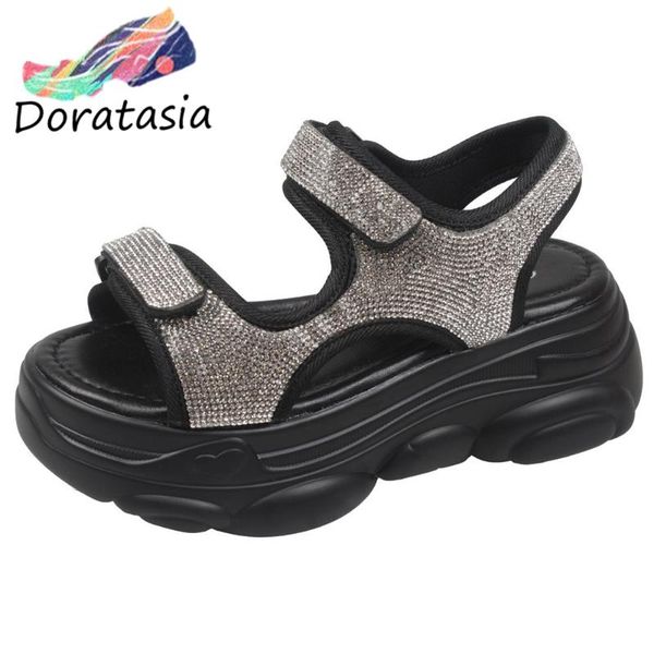 doratasia fashion women cool high platform shoes shining summer wedges sandals women rhinestone sandals, Black
doratasia fashion women cool high platform shoes shining summer wedges sandals women rhinestone sandals, Black