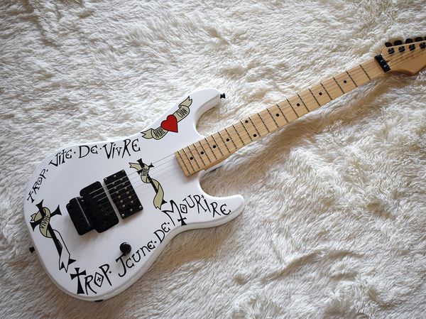 wholesale factory custom white electric guitar with special pattern,double rock,black hardware,maple neck 0524
wholesale factory custom white electric guitar with special pattern,double rock,black hardware,maple neck 0524