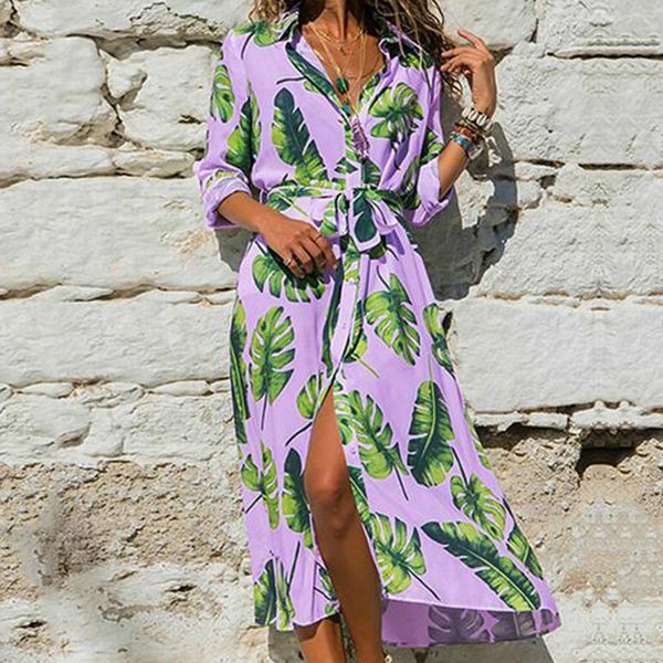 women summer floral boho elegant dress long sleeve shirt style party beach holiday casual dress sundress, Black;gray
women summer floral boho elegant dress long sleeve shirt style party beach holiday casual dress sundress, Black;gray