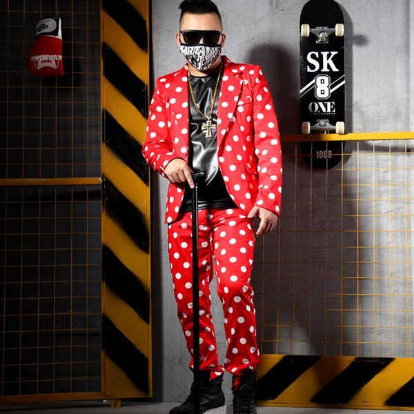 men red dot casual suits sets (jacket+pant) male fashion hip hop slim fit blazer jacket stage show clothing, White;black
men red dot casual suits sets (jacket+pant) male fashion hip hop slim fit blazer jacket stage show clothing, White;black
