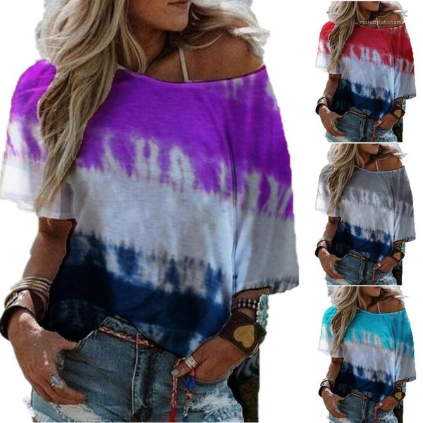 gradient color slash neck short sleeve tees fashion female clothing womens 2020 luxury designer summer clothes, White
gradient color slash neck short sleeve tees fashion female clothing womens 2020 luxury designer summer clothes, White