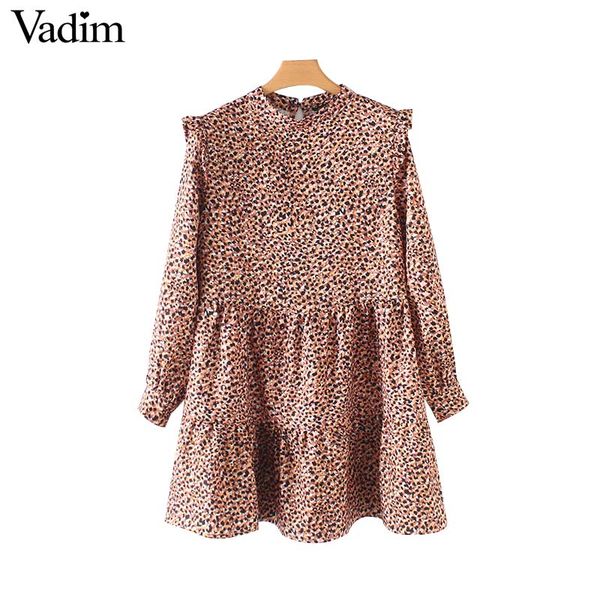 vadim sweet ruffled leopard mini dress animal patttern long sleeve straight female wild stylish dresses vestidos mujer qb316, Black;gray
vadim sweet ruffled leopard mini dress animal patttern long sleeve straight female wild stylish dresses vestidos mujer qb316, Black;gray