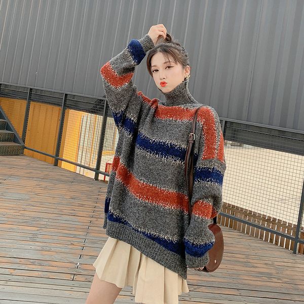 2020 new striped women's turtleneck sweater fashion knit pullover women sweater long winter clothes coat sueter mujer, White;black
2020 new striped women's turtleneck sweater fashion knit pullover women sweater long winter clothes coat sueter mujer, White;black