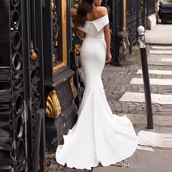 

modest white mermaid bridesmaid dresses off the shoulder country maid of honor gowns sweep train wedding guest dress, White;pink