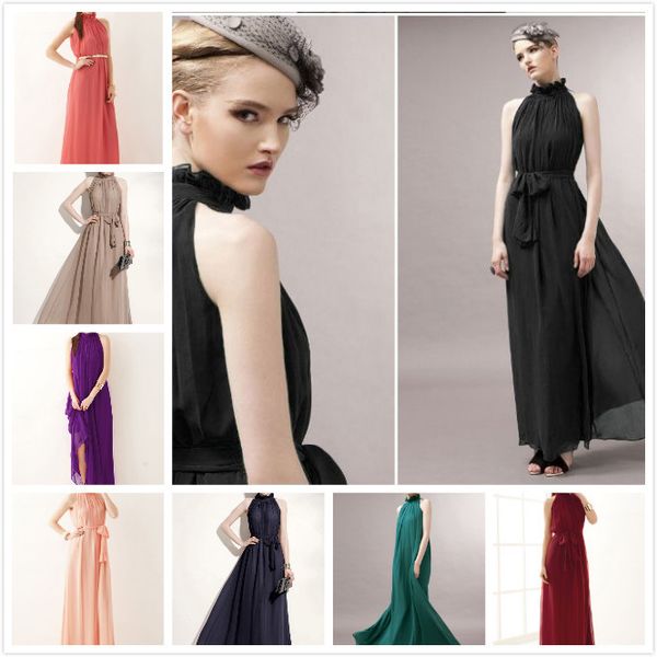 2019 summer new style selling halter stand collar chiffon dress long formal dress, Black;gray
2019 summer new style selling halter stand collar chiffon dress long formal dress, Black;gray