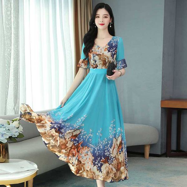 women dress new 2020 summer short sleeve flower print bohemian beach dress elegant slim chiffon plus size vestidos, Black;gray
women dress new 2020 summer short sleeve flower print bohemian beach dress elegant slim chiffon plus size vestidos, Black;gray