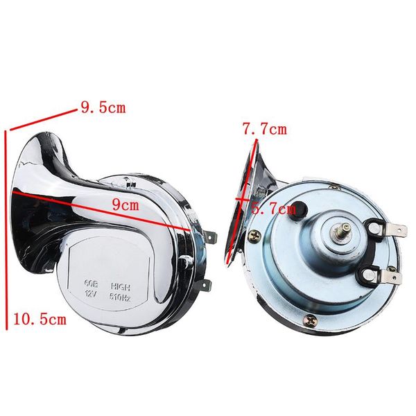 pair 12v 110db universal chrome dual tone air snail horn for car van motorcycle
pair 12v 110db universal chrome dual tone air snail horn for car van motorcycle