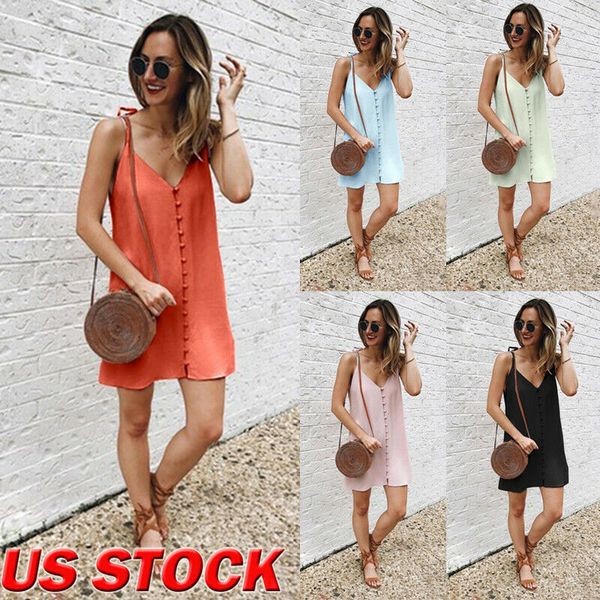 fashion summer women dress sleeveless single-breasted suspenders strap loose solid dresses, Black;gray
fashion summer women dress sleeveless single-breasted suspenders strap loose solid dresses, Black;gray