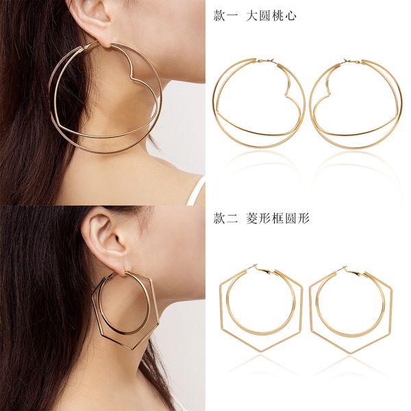 hollow and versatile hexagon earrings geometric diamond frame peach heart round earrings for women, Golden
hollow and versatile hexagon earrings geometric diamond frame peach heart round earrings for women, Golden