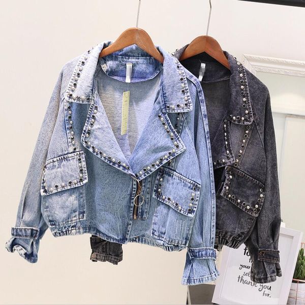 black cowherd coat women outerwear 2019 new fashion heavy work rivet loose wild denim jacket women jackets and coats, Black;brown
black cowherd coat women outerwear 2019 new fashion heavy work rivet loose wild denim jacket women jackets and coats, Black;brown
