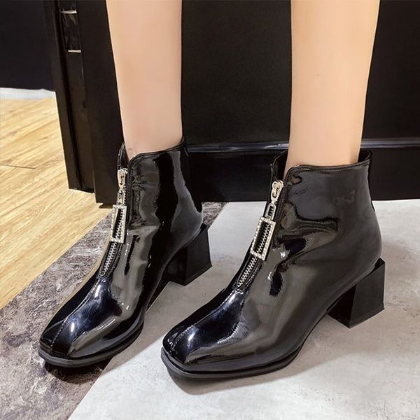 winter women boots black patent leather block heels ankle boots woman shoes ladies warm plush zipper botas mujer footwear
winter women boots black patent leather block heels ankle boots woman shoes ladies warm plush zipper botas mujer footwear