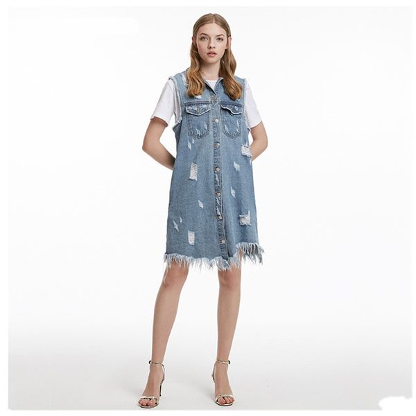 women's denim vest 2019 spring new loose casual hole sleeveless long jeans vest wild jacket for party work travel dating coat, Black;white
women's denim vest 2019 spring new loose casual hole sleeveless long jeans vest wild jacket for party work travel dating coat, Black;white