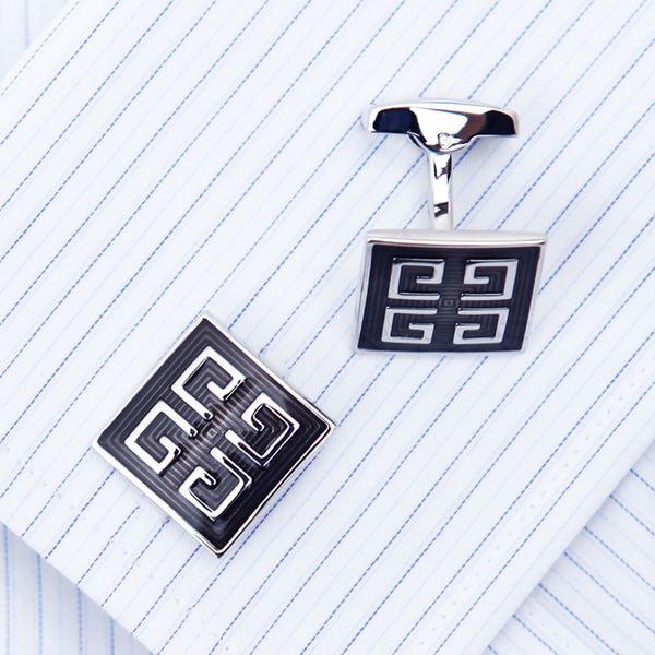 jewelry shirt cufflinks for mens brand gray enamel cuff link button luxury wedding groom fashion ing, Silver 
jewelry shirt cufflinks for mens brand gray enamel cuff link button luxury wedding groom fashion ing, Silver