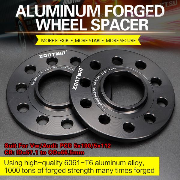 

2/4pcs 3/5/8/10/12mm wheel spacer adapters pcd 5x100/5x112 cb: id=57.1mm to od=66.5mm suit for vw/ car