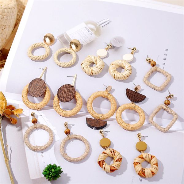 european and american geometric wooden handmade hemp rope rattan earrings korean creative straw retro earrings, Silver
european and american geometric wooden handmade hemp rope rattan earrings korean creative straw retro earrings, Silver