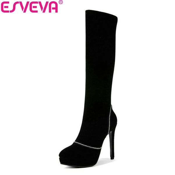 esveva 2019 women boots platform thin high heels pointed toe winter shoes string bead elegant shoes woman knee-high boots 34-43, Black
esveva 2019 women boots platform thin high heels pointed toe winter shoes string bead elegant shoes woman knee-high boots 34-43, Black