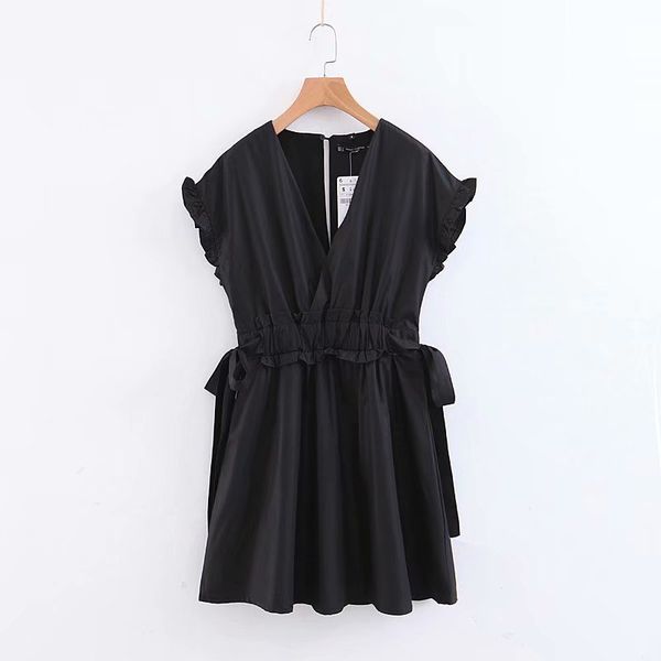 2019 new women fashion cross v neck bowknot black mini dress female butterfly sleeve ruffles vestidos chic party dresses ds2044, Black;gray
2019 new women fashion cross v neck bowknot black mini dress female butterfly sleeve ruffles vestidos chic party dresses ds2044, Black;gray