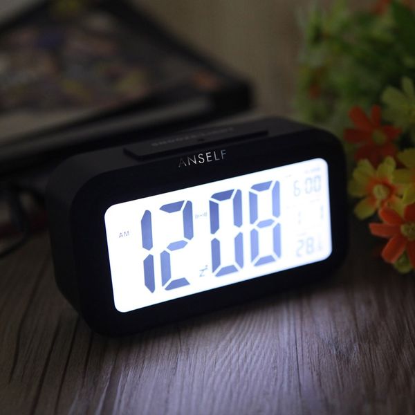 led digital alarm clock repeating snooze light-activated sensor backlight time date temperature display black
led digital alarm clock repeating snooze light-activated sensor backlight time date temperature display black