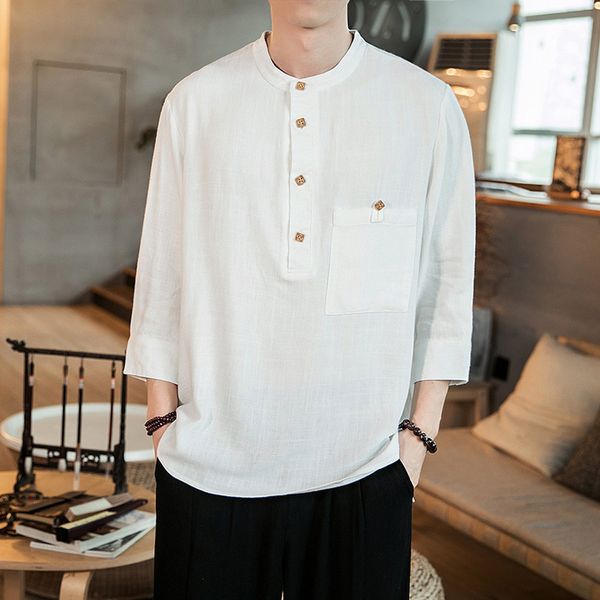 fashion 2019 new goods solid blouse men's summer casual cotton linen three quarter sleeve blouse 30, White;black
fashion 2019 new goods solid blouse men's summer casual cotton linen three quarter sleeve blouse 30, White;black