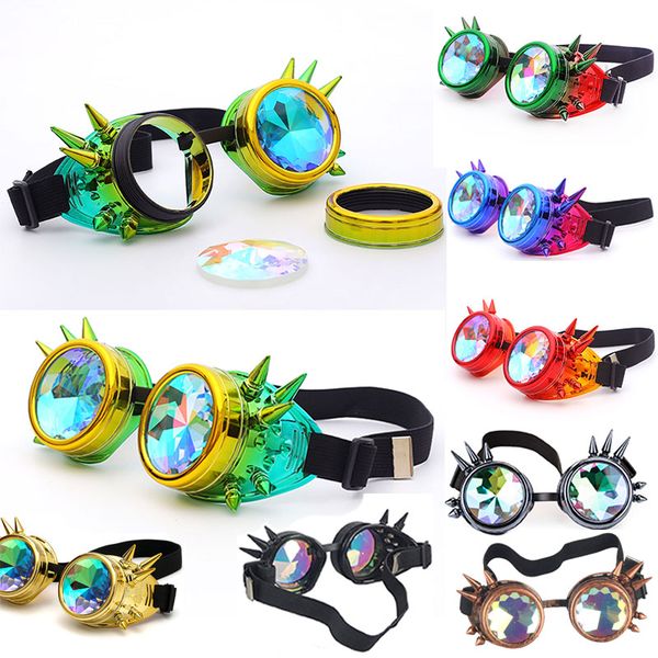 kaleidoscope rainbow crystal lenses men women rivet steampunk goggles cosplay vintage glasses welding gothic cool eyewear, White;black
kaleidoscope rainbow crystal lenses men women rivet steampunk goggles cosplay vintage glasses welding gothic cool eyewear, White;black