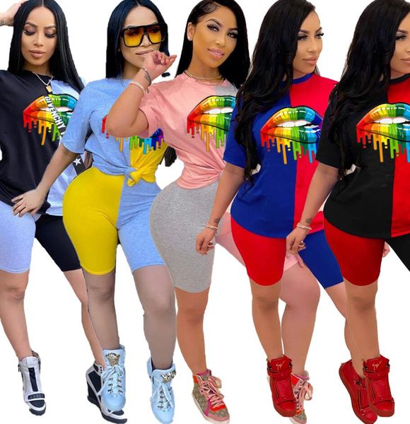 women color block patchwork 2 piece outfits rainbow lips printed tracksuit designer t-shirt pullover + shorts sets sport suits d52207cz, White
women color block patchwork 2 piece outfits rainbow lips printed tracksuit designer t-shirt pullover + shorts sets sport suits d52207cz, White