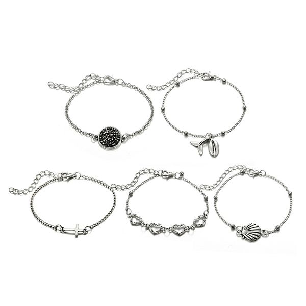 5pcs bracelets set alloy plain fashion extender cross bracelet charm bracelet for party girls gathering, Black
5pcs bracelets set alloy plain fashion extender cross bracelet charm bracelet for party girls gathering, Black