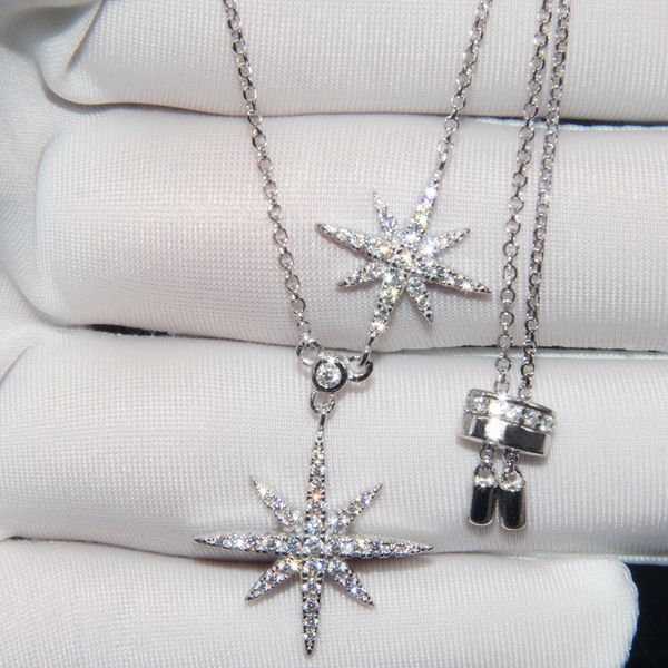 sljely 925 sterling silver zirconia double stars fine pendant necklace adjustable chain women fine jewelry
sljely 925 sterling silver zirconia double stars fine pendant necklace adjustable chain women fine jewelry