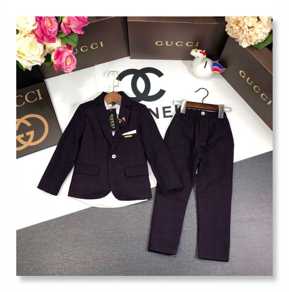2019 new children's long sleeve two-piece suit children's suit four-piece suit190811#01, White
