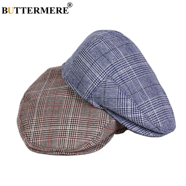 

buttermere classic flat cap men wool khaki beret male plaid retro cabbie hat british tartan autumn casual directors cap ivy blue, Blue;gray
