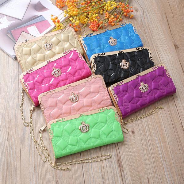 women rhinestone crown colorful wristlets clutch wallet card holder pu leather zipper coin purses girls fashion handphone organizer wallets, Red;black
women rhinestone crown colorful wristlets clutch wallet card holder pu leather zipper coin purses girls fashion handphone organizer wallets, Red;black
