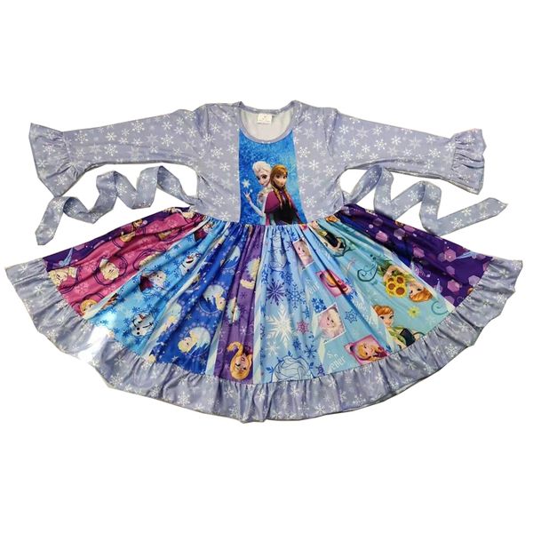 super cute forzen kids twirl dress long sleeve character pattern printed girl dress, Red;yellow
super cute forzen kids twirl dress long sleeve character pattern printed girl dress, Red;yellow