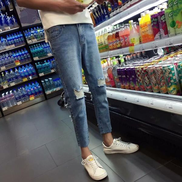 summer 2020 fashion casual new men's ripped jeans korean style slim nine points small feet trend teenager light beggar pants men, Blue
summer 2020 fashion casual new men's ripped jeans korean style slim nine points small feet trend teenager light beggar pants men, Blue
