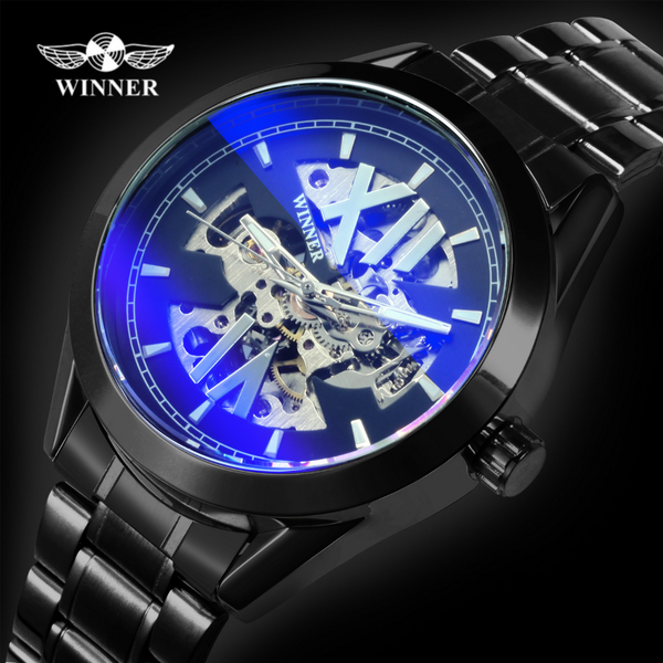 winner automatic watches for men fashion blue mirror case watch stainless steel strap black wristwatch reloj hombre, Slivery;brown
winner automatic watches for men fashion blue mirror case watch stainless steel strap black wristwatch reloj hombre, Slivery;brown