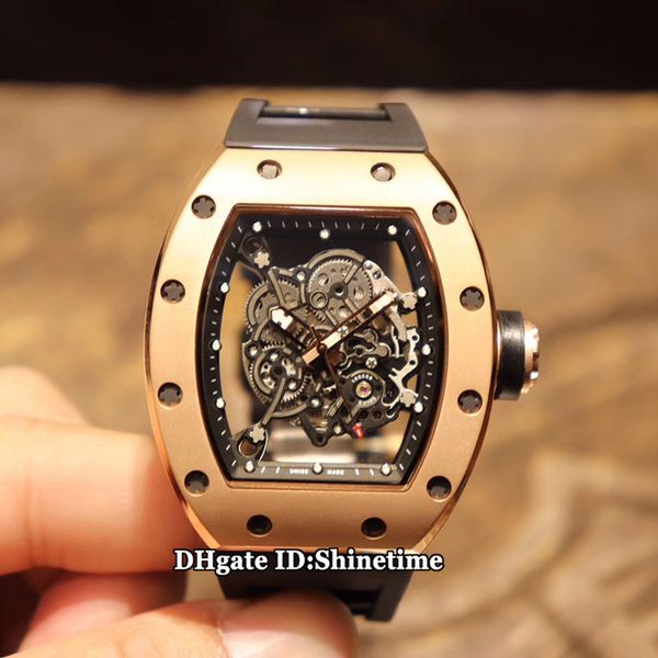 version new rm055 skeleton dial japan miyota automatic mechanical rm 055 mens watch scrub rose gold case rubber strap sport watches, Slivery;brown
version new rm055 skeleton dial japan miyota automatic mechanical rm 055 mens watch scrub rose gold case rubber strap sport watches, Slivery;brown