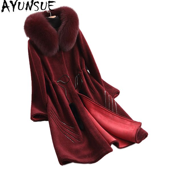 ayunsue 2019 women fur coat sheep shearling jacket real wool fur coats winter jackets natural collar hooded kqn18119, Black
ayunsue 2019 women fur coat sheep shearling jacket real wool fur coats winter jackets natural collar hooded kqn18119, Black