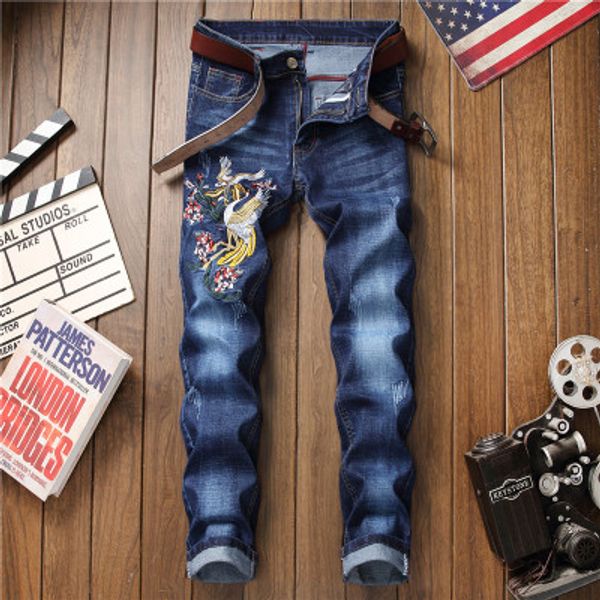 new jeans men's designer jeans slim embroidery fashion brand broken hole beggar small feet men's jeans youth pants, Blue
new jeans men's designer jeans slim embroidery fashion brand broken hole beggar small feet men's jeans youth pants, Blue