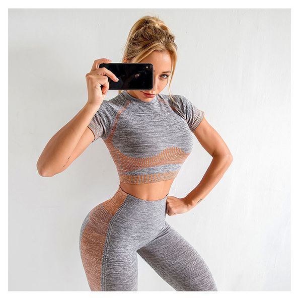 womens yoga suits seamless new knitted short-sleeved hip trendy lift elastic fitness sports suits two piece sets tracksuit summer new, Gray
womens yoga suits seamless new knitted short-sleeved hip trendy lift elastic fitness sports suits two piece sets tracksuit summer new, Gray